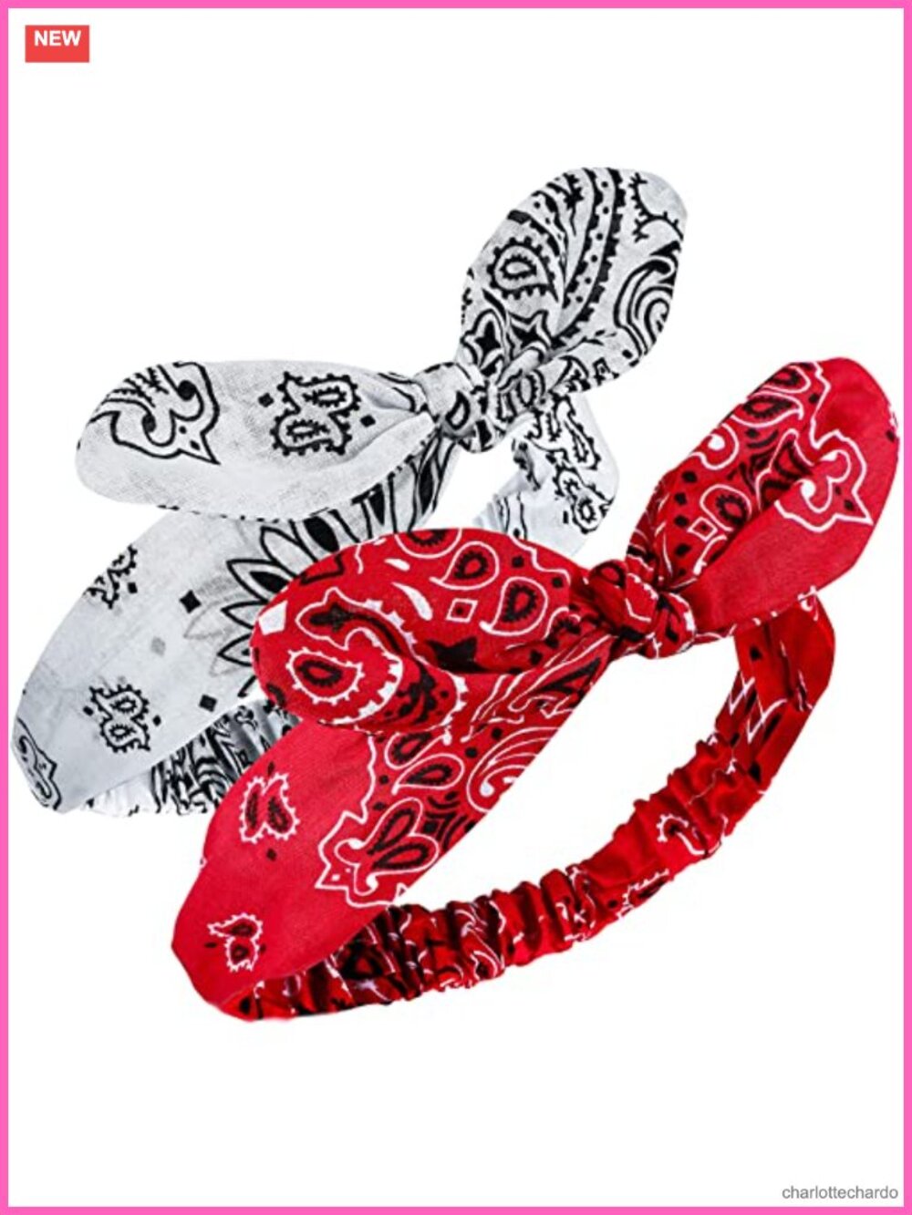 2 Pc Cotton Paisley Bandana Knot Headband Adjustable Wire Hair Accessory